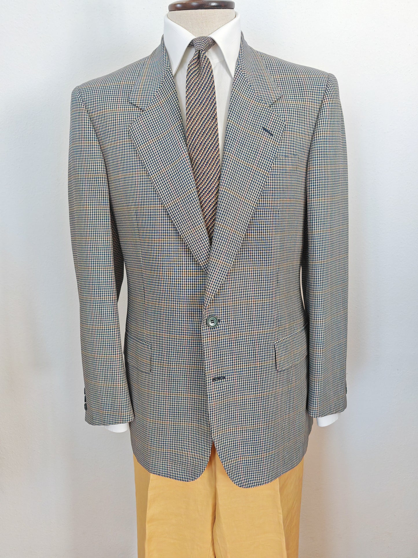 Giacca Pierre Cardin anni '80 chek in tela frescolana - tg. 50/52