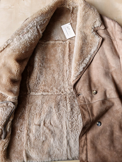 Montone shearling anni '70 doppiopetto color cammello - L/XL