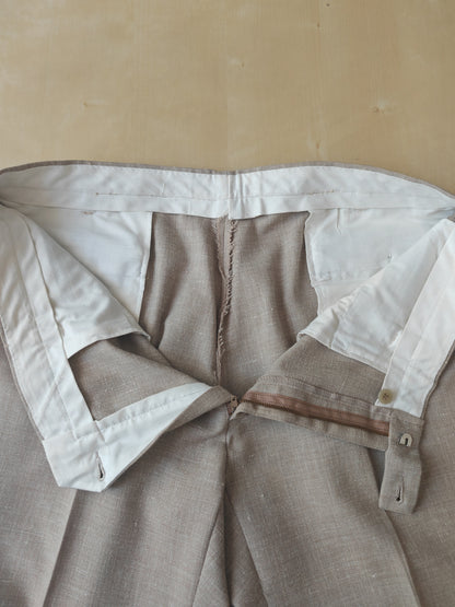 Completo estivo anni '70 in tela misto lino ecru - tg. 48/50