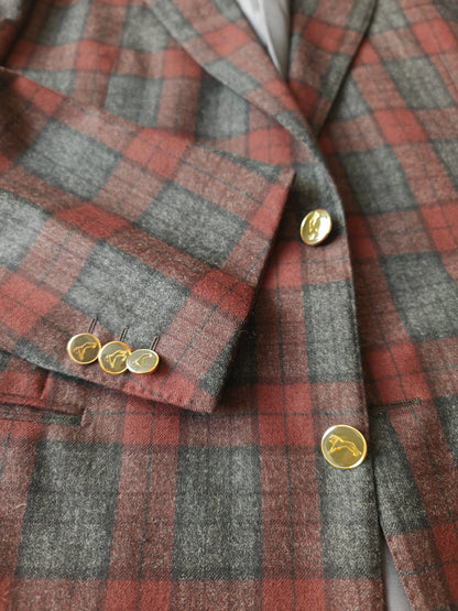 Tartan blazer Simon Ackerman anni '70 con panciotto abbinato - tg. 48/50