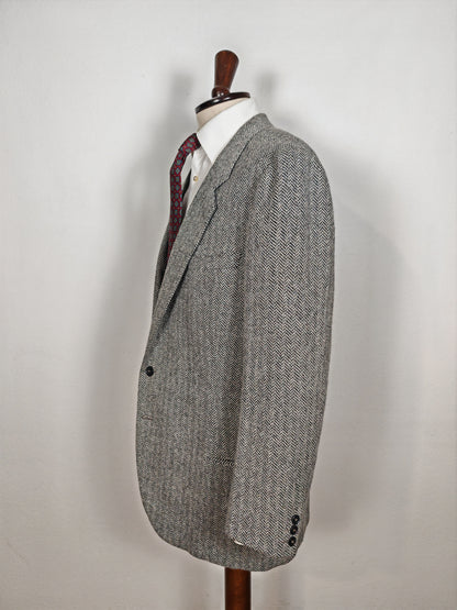 Giacca sartoriale anni '60/'70 in tweed spinato misto alpaca - tg. 56 lunga