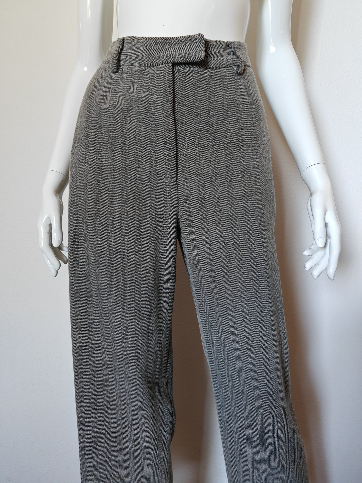 Pantalone Max Mara grigio spinato in misto lana - tg. 44/46