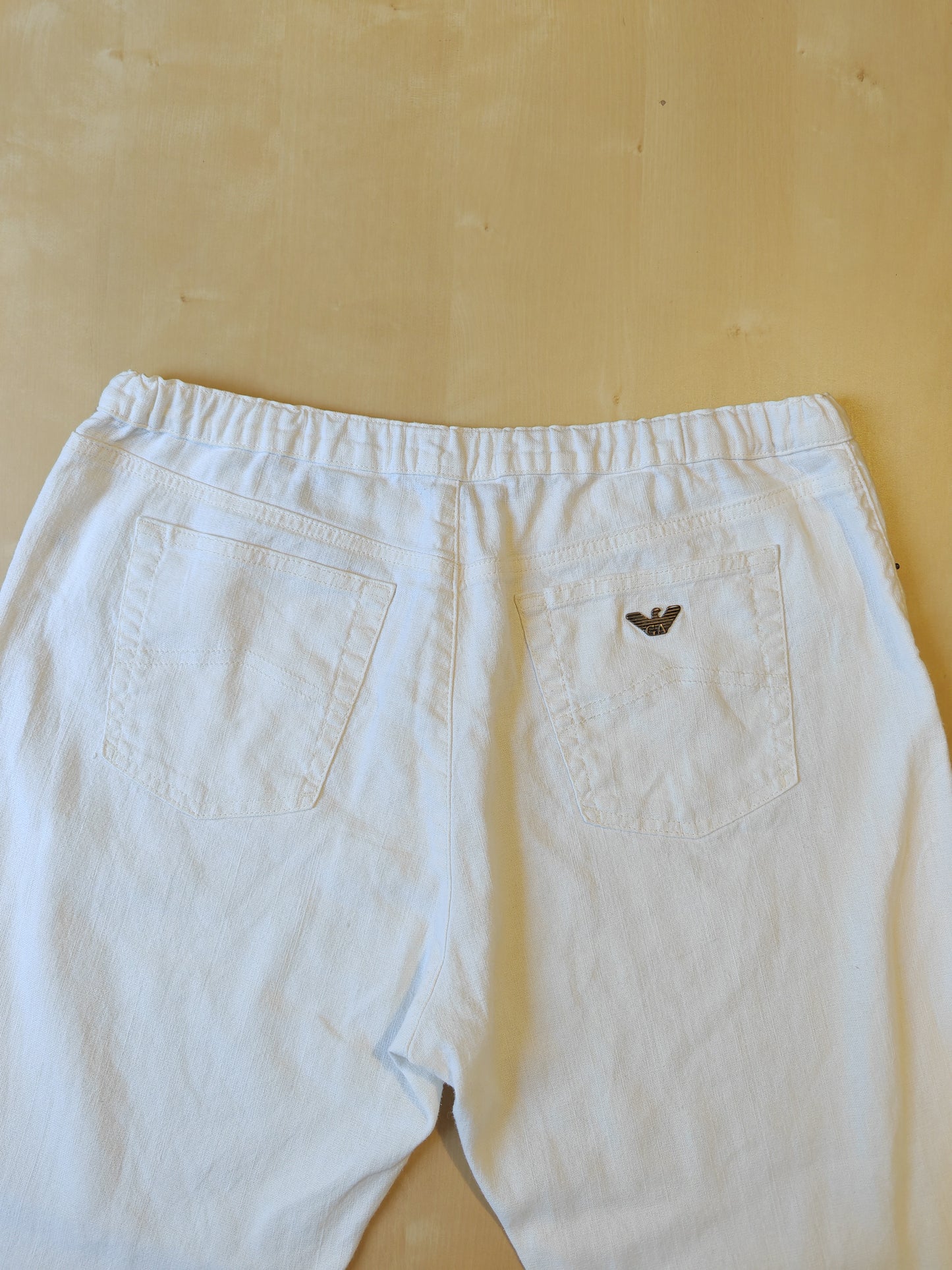 Pantalone/jeans Armani bianco 100% lino - W35 (50)