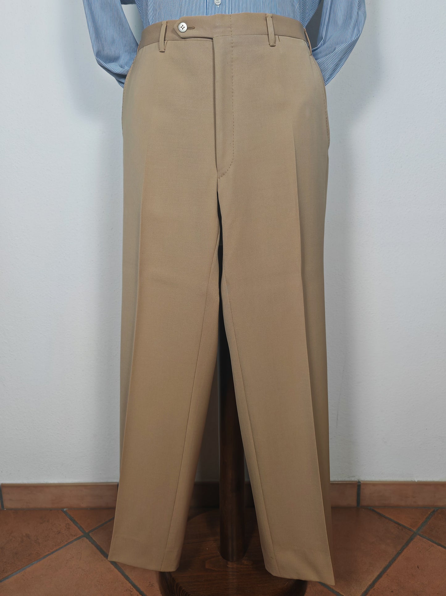 Completo anni '70 in twill di lana beige - tg. 50/52