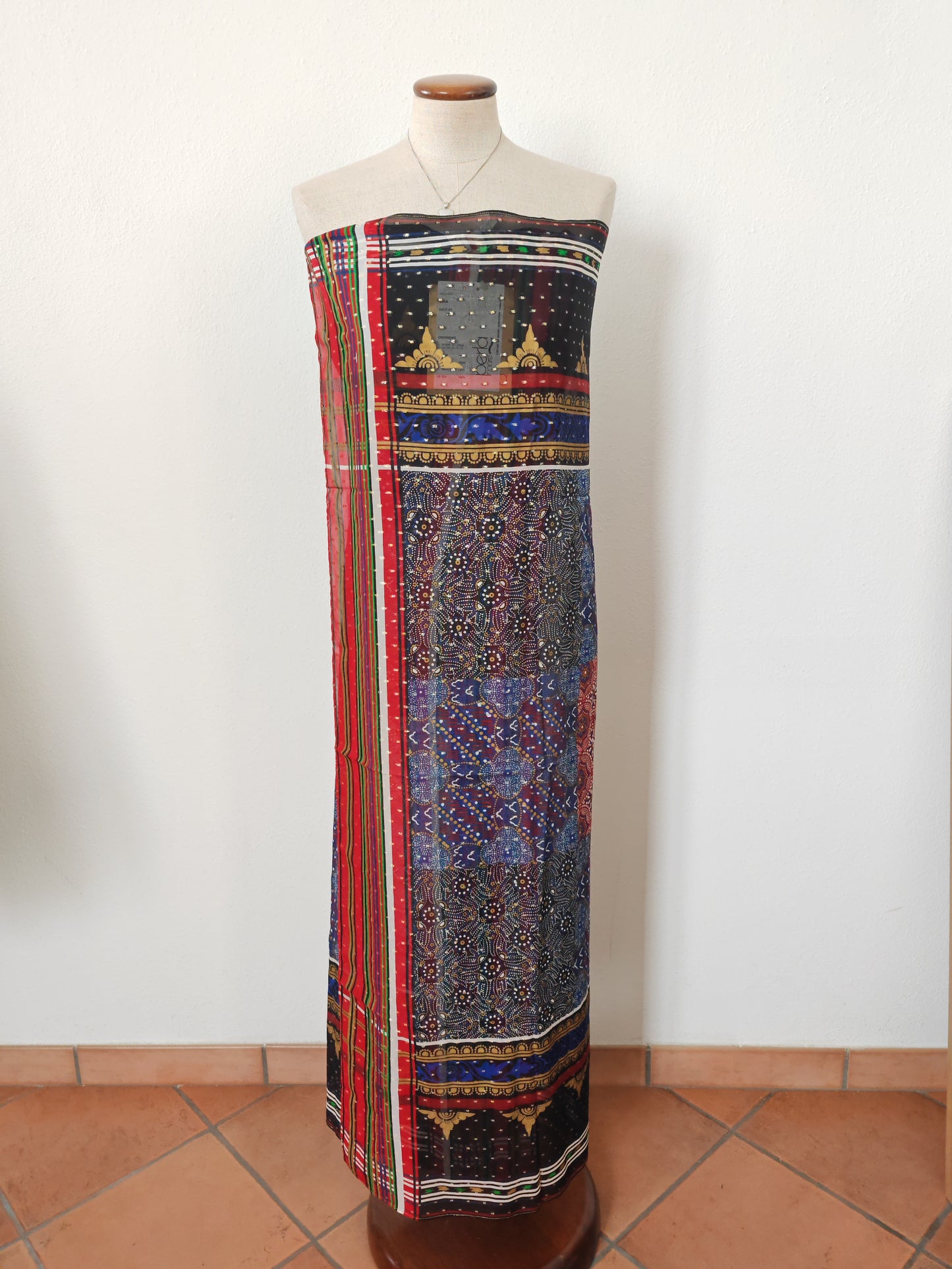 Pareo/pashmina in georgette di seta La Perla Mare anni '80 NOS