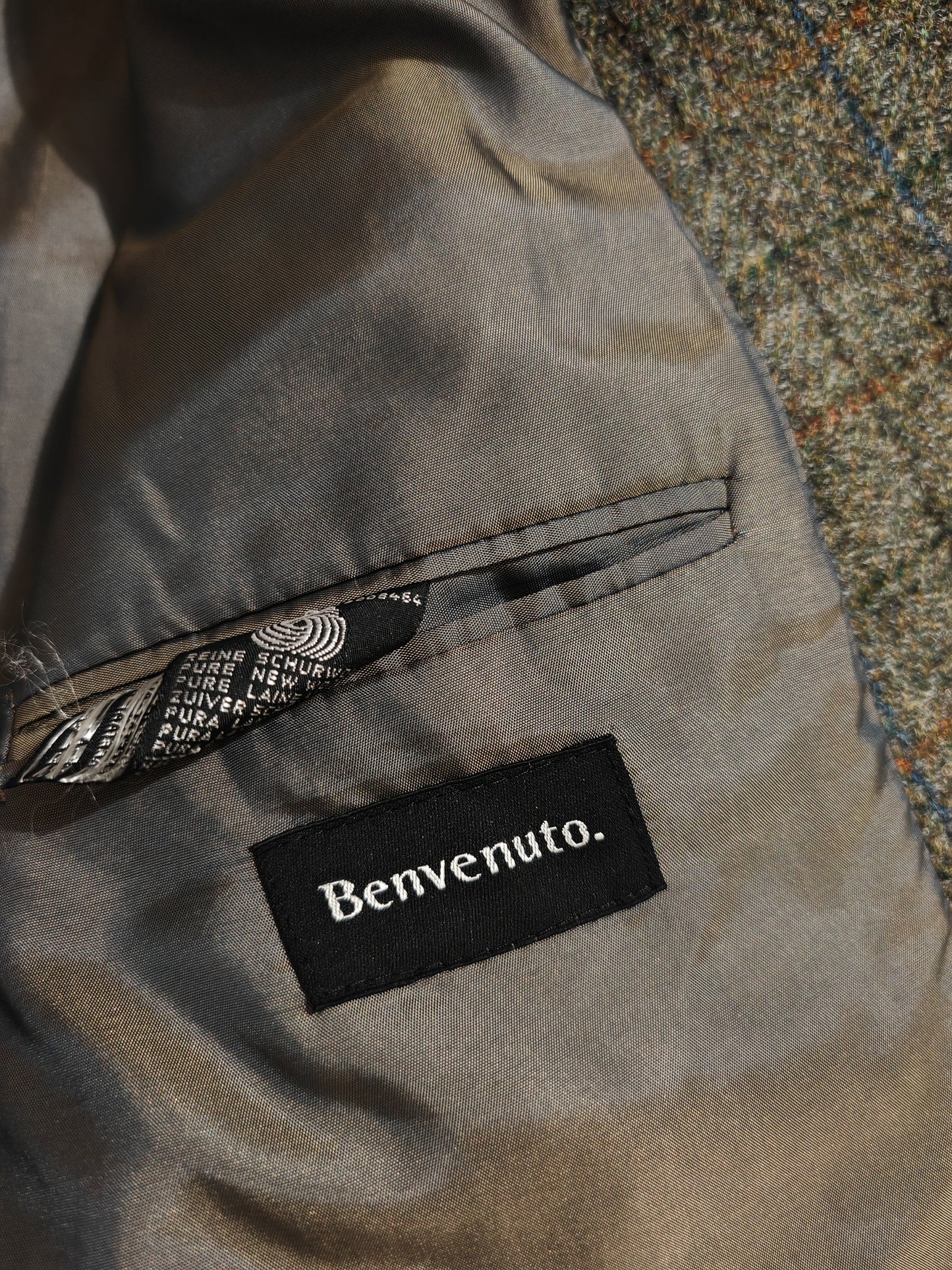 Giacca anni '80 in Harris Tweed finestrato - tg. 52/54