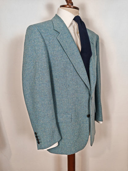 Giacca anni '80/'90 in tweed azzurro-verde acquamarina - tg. 52/54