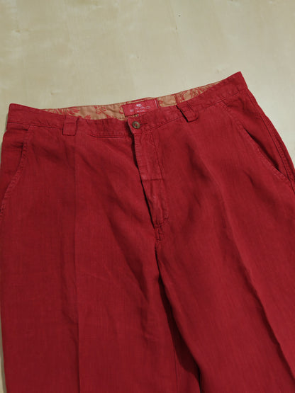 Pantalone Etro rosso 100% lino - tg. 50