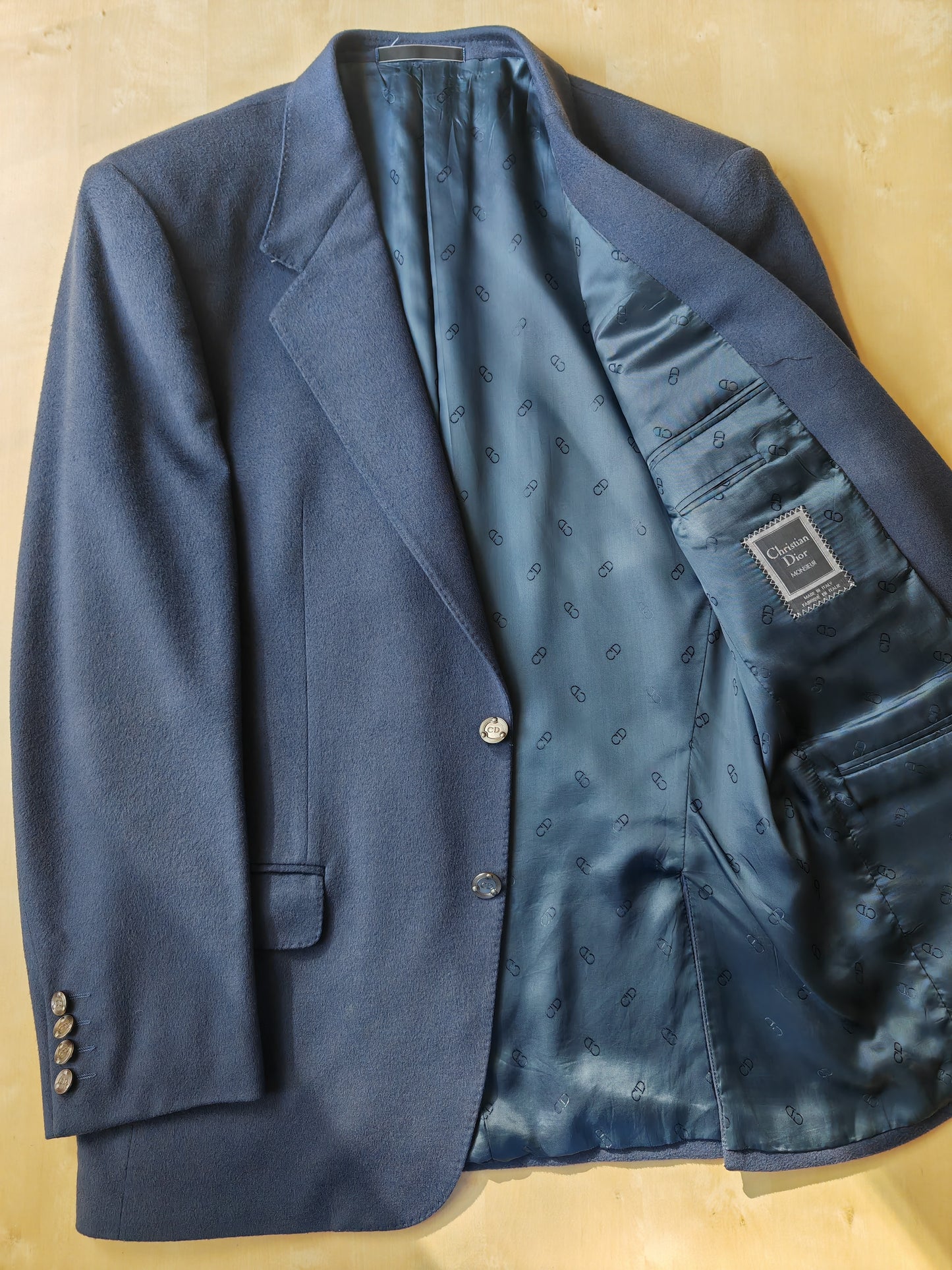 Blazer navy Christian Dior in panno di lana con bottoni metallici logati - tg. 48/50