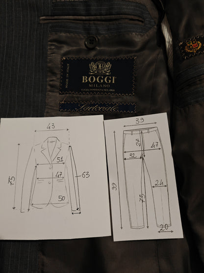 Completo Boggi tessuto Loro Piana super 120S, grigio gessato - tg. 46