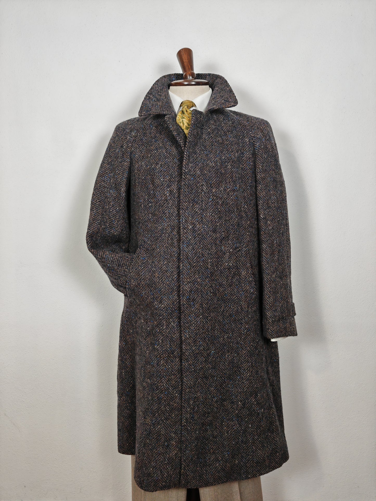 Cappotto raglan in tweed spinato anni '80 - tg. 46