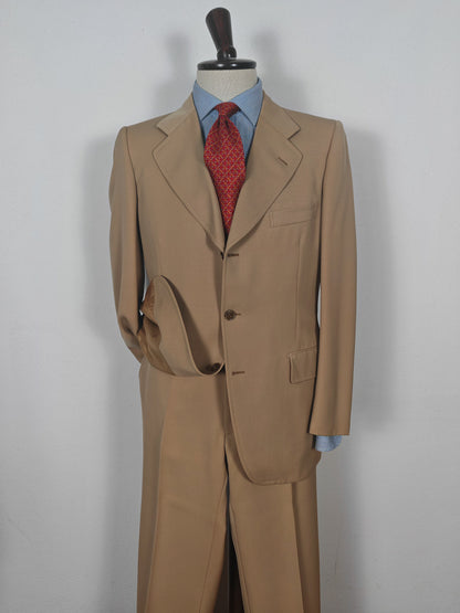 Completo anni '70 in twill di lana beige - tg. 50/52