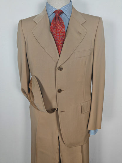 Completo anni '70 in twill di lana beige - tg. 50/52