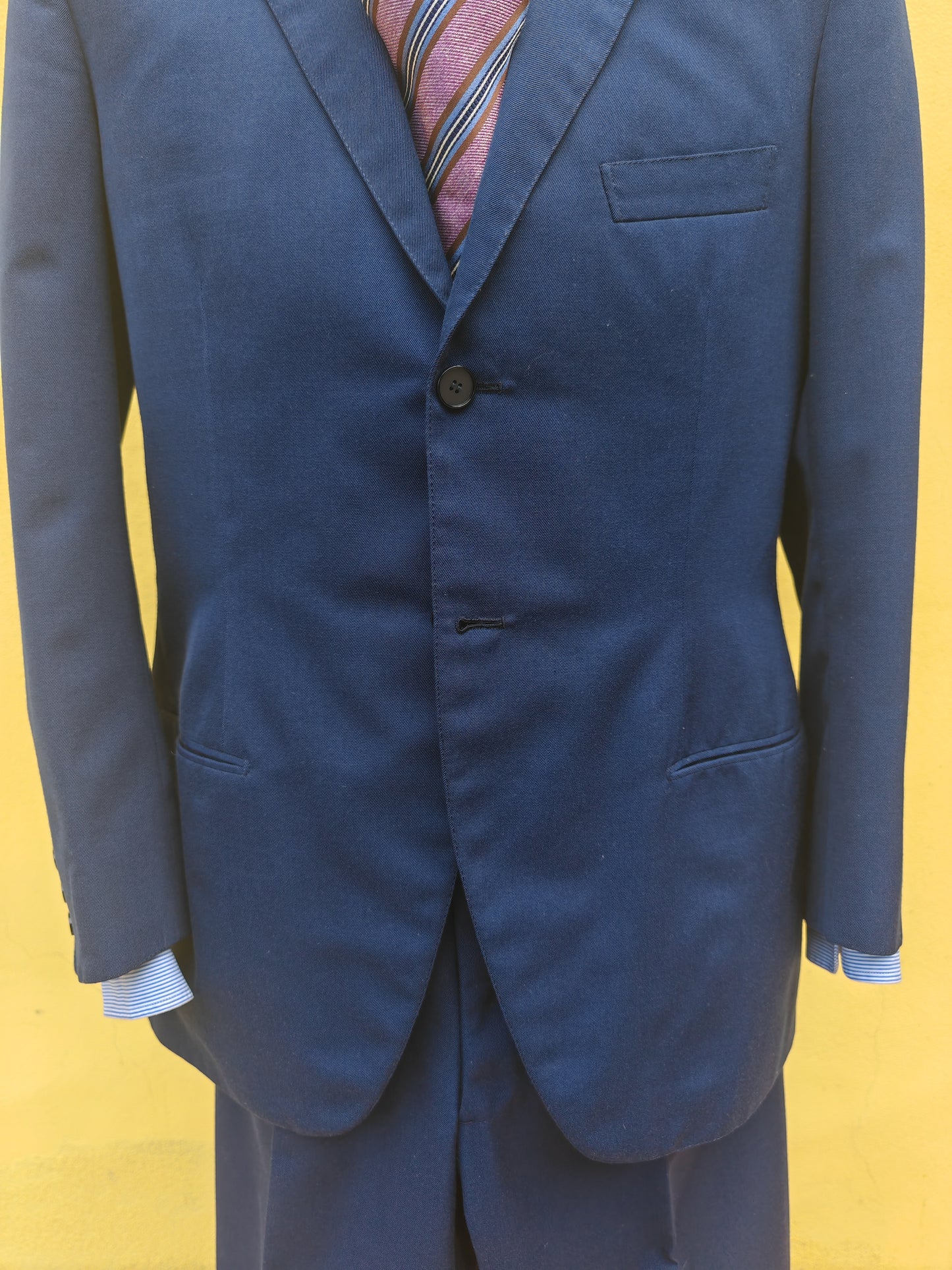 Completo sartoriale anni '60 twill di lana blu - tg. 50