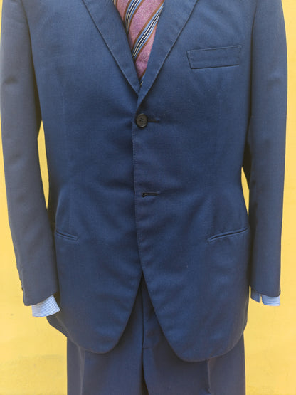 Completo sartoriale anni '60 twill di lana blu - tg. 50