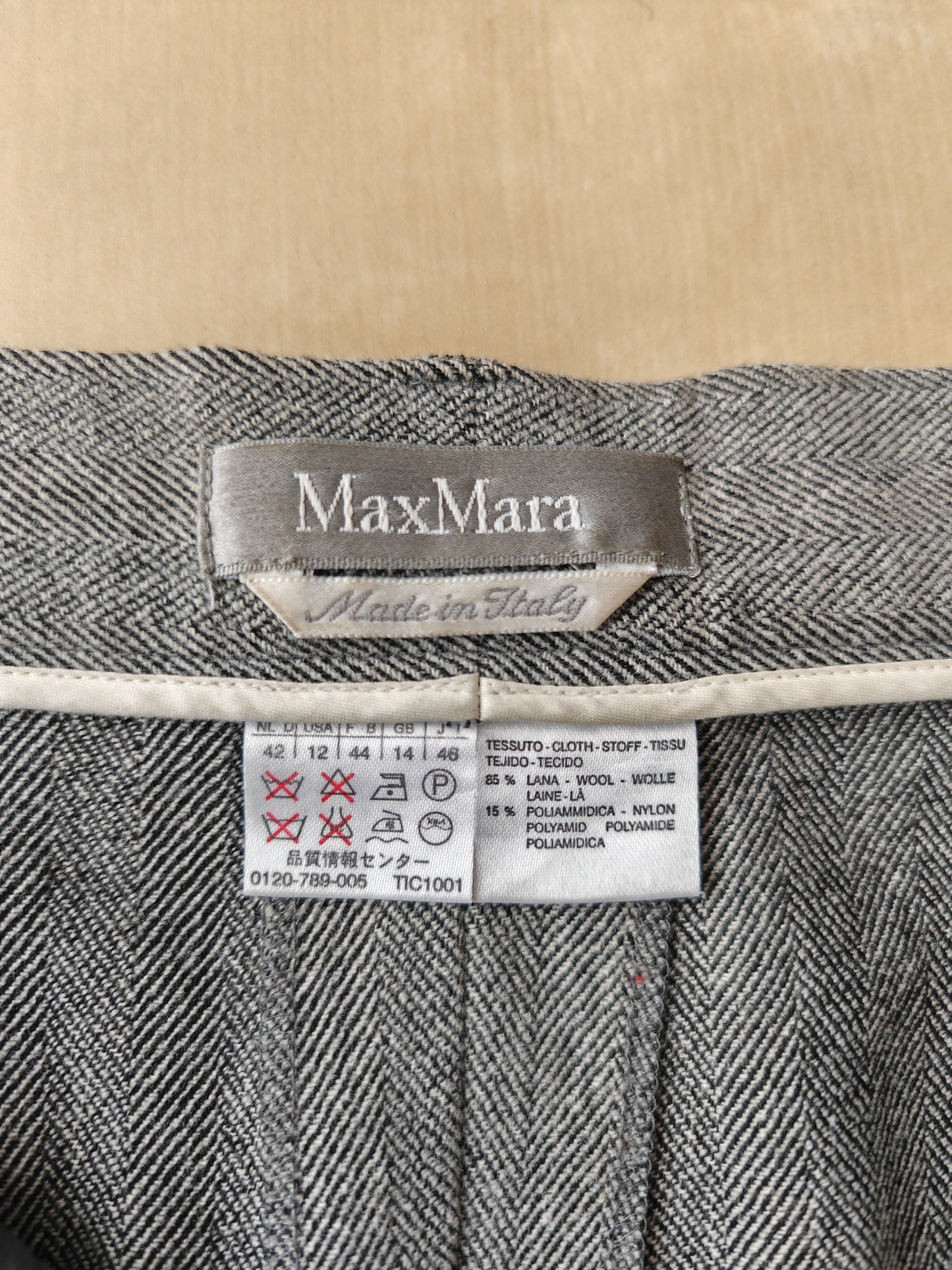 Pantalone Max Mara grigio spinato in misto lana - tg. 44/46