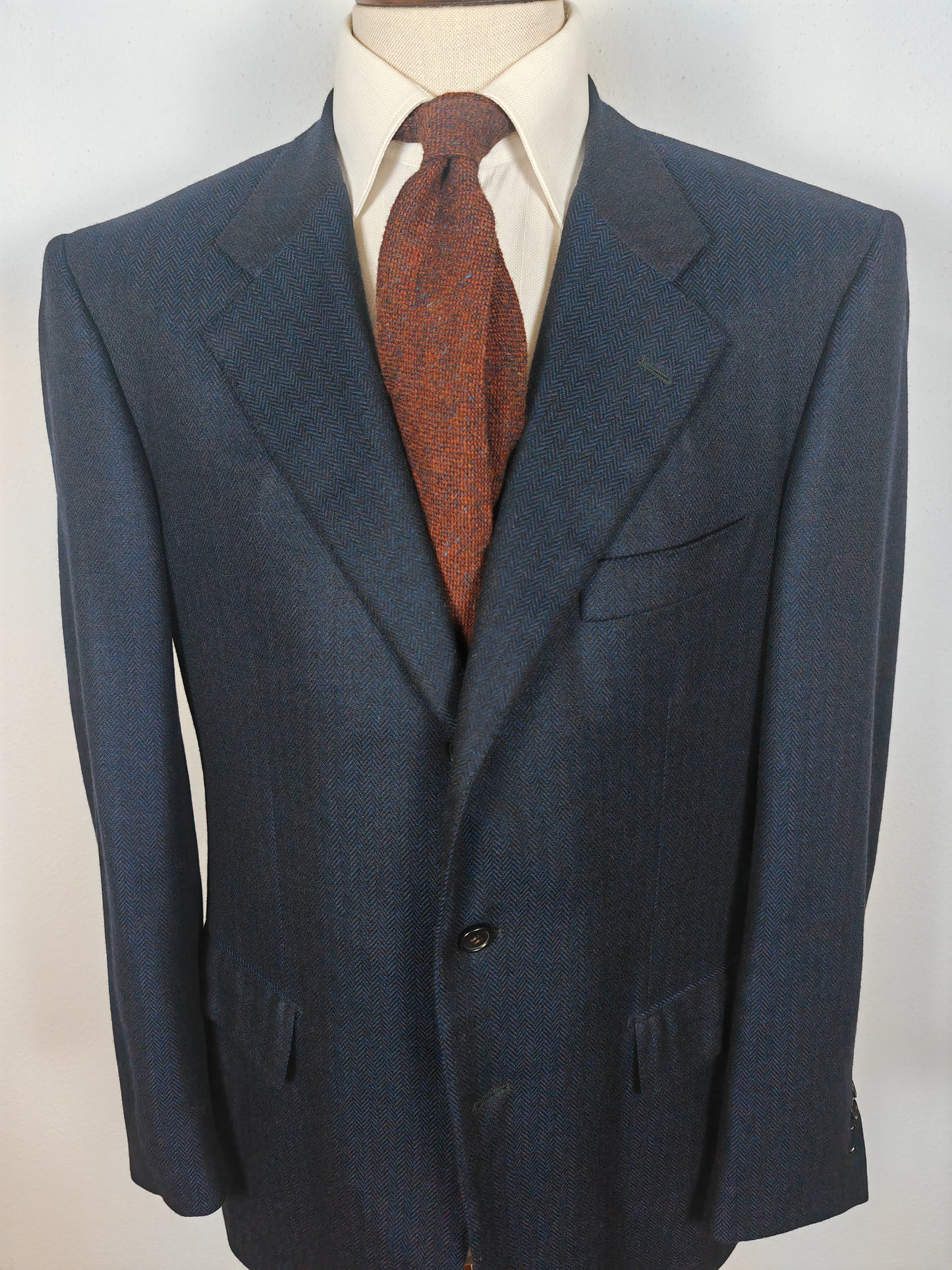 Giacca semi-sartoriale in puro cashmere spigato, tessuto Ermenegildo Zegna - tg. 56