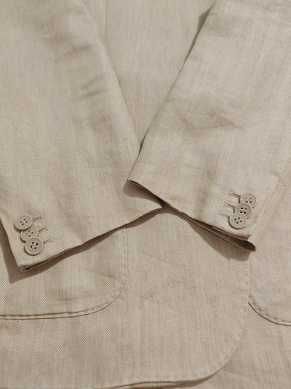 Herringbone jacket in pure linen - size 50