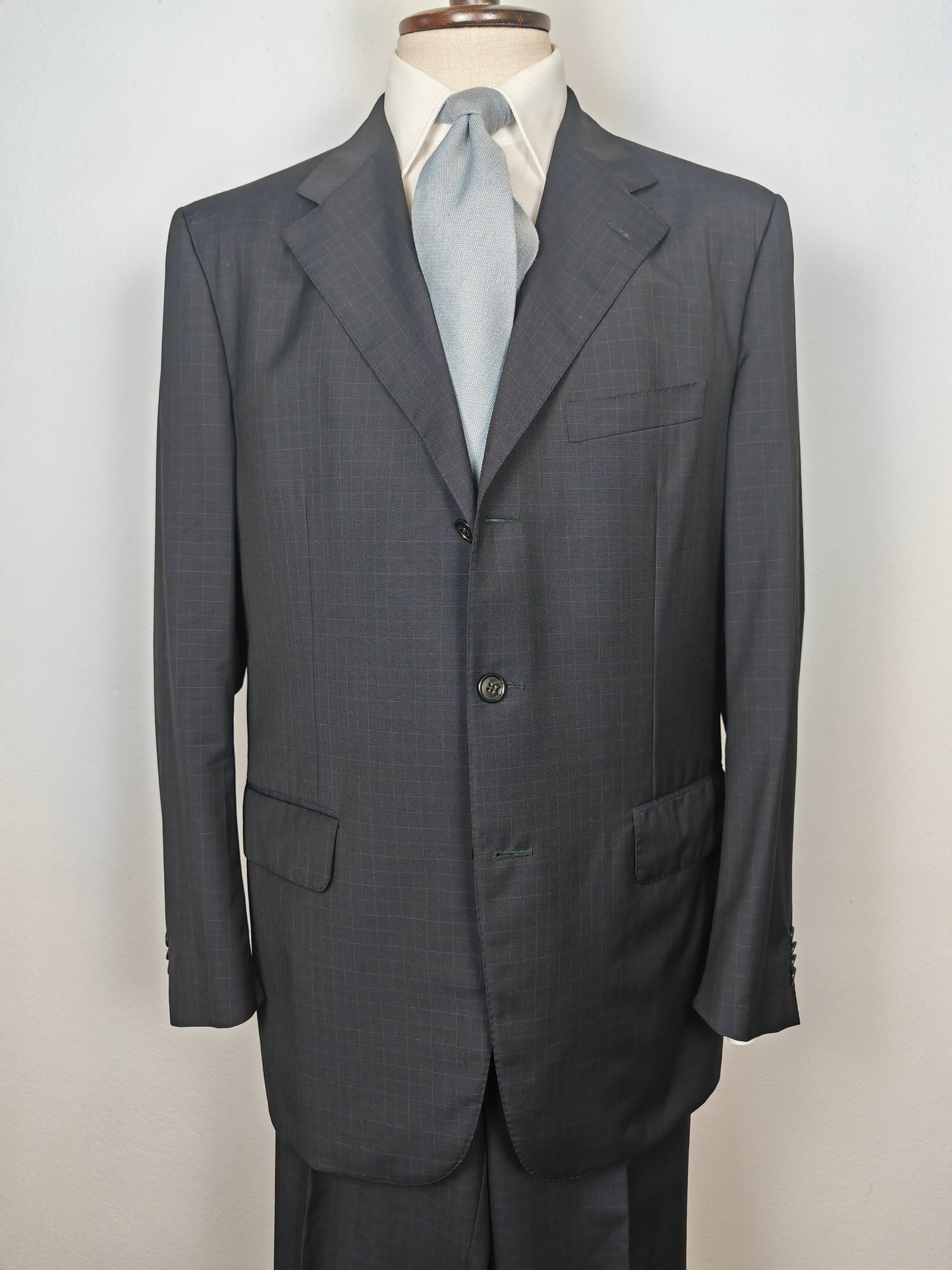 Completo Corneliani estivo in fresco lana blu a quadri - tg. 54