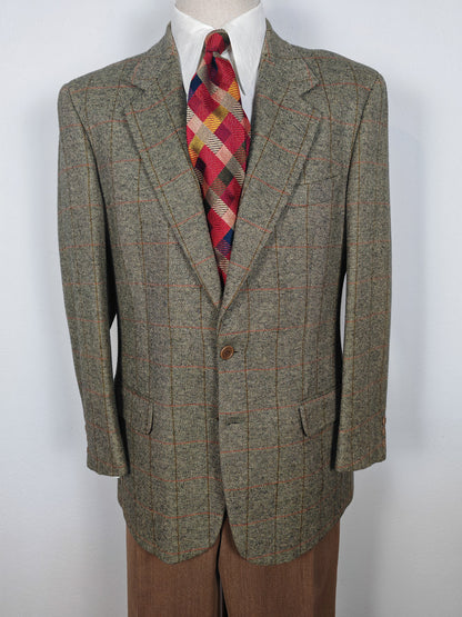 Giacca anni '80 in tweed cachi finestrato - tg. 50