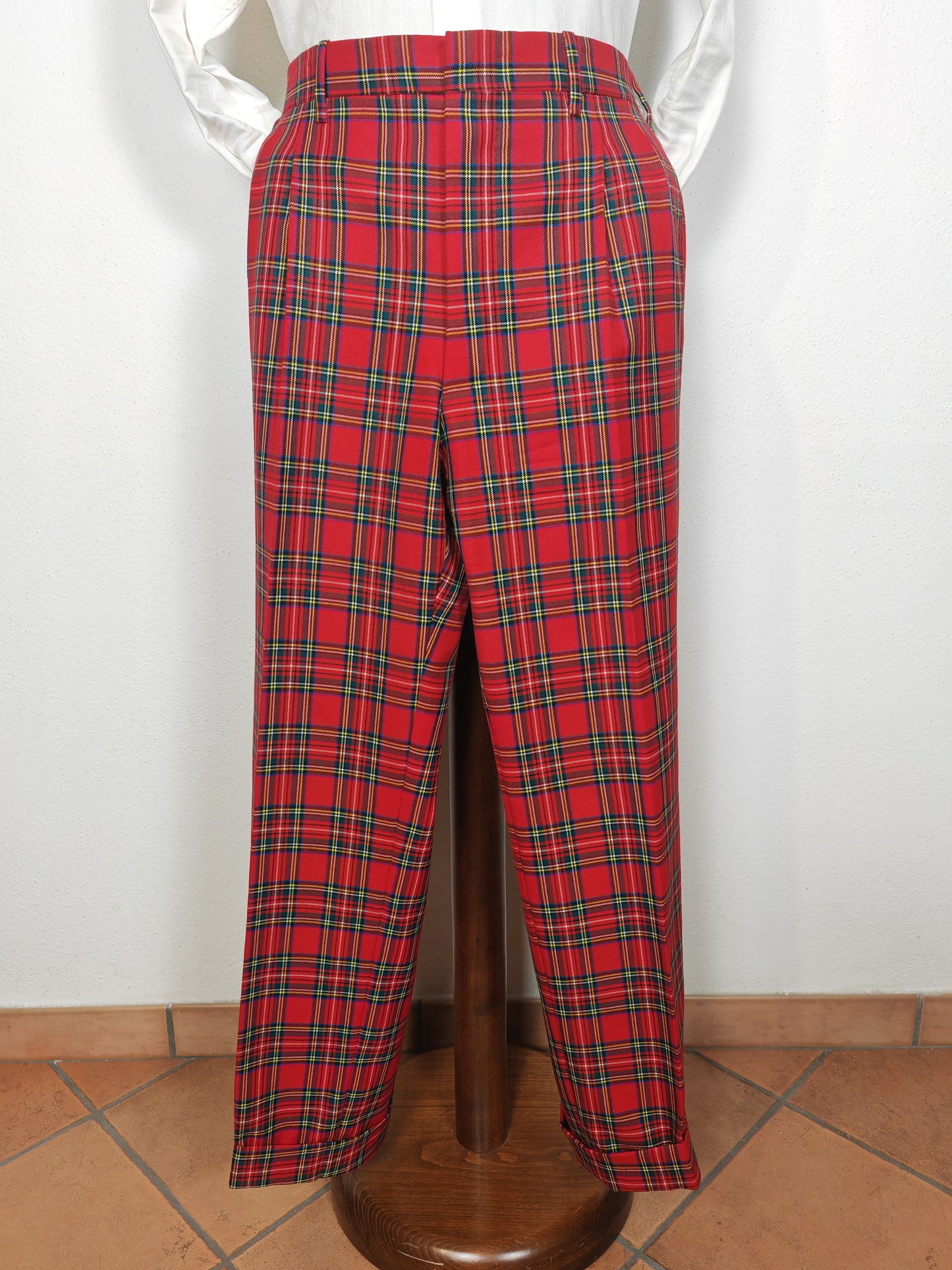 Due pezzi sartoriale in tartan Royal Stewart, tessuto Holland & Sherry - tg. 54