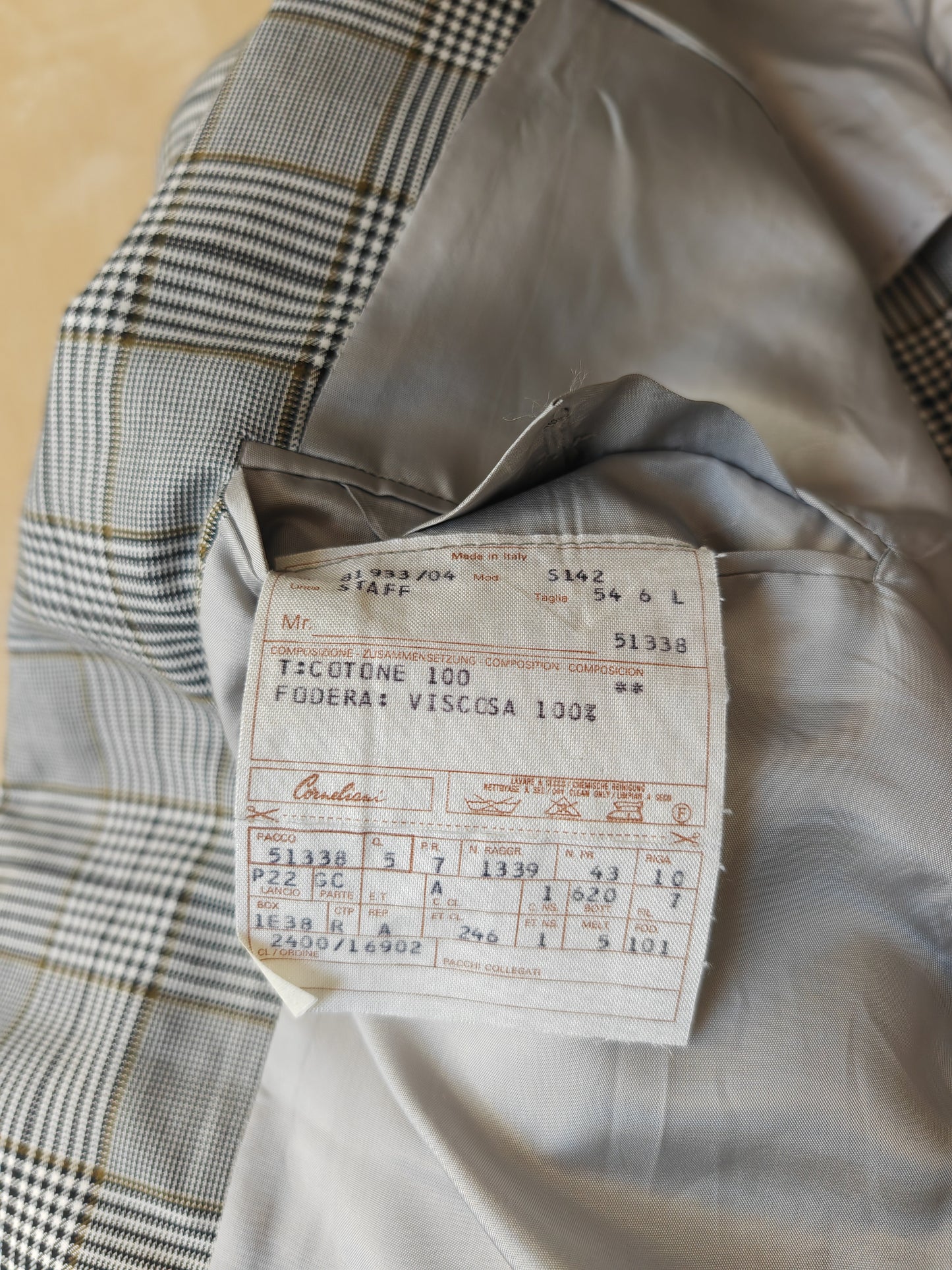 Giacca Corneliani estiva 100% cotone principe di Galles - tg. 54