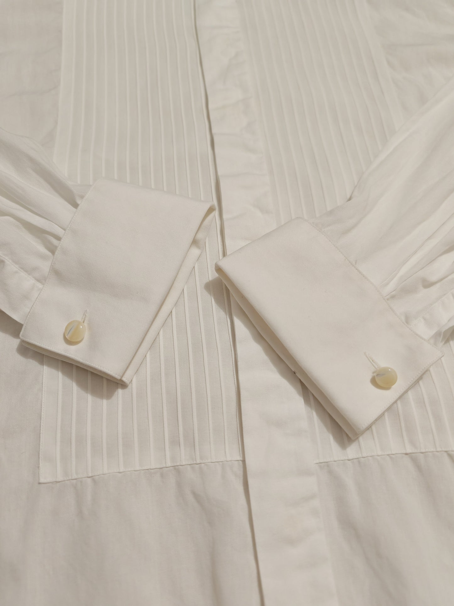 Camicia da smoking vintage collo diplomatico e sparato plissettato - tg. L/XL, collo 42/43