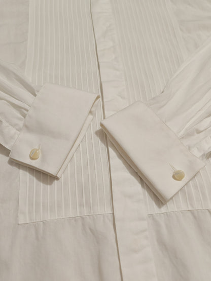 Camicia da smoking vintage collo diplomatico e sparato plissettato - tg. L/XL, collo 42/43