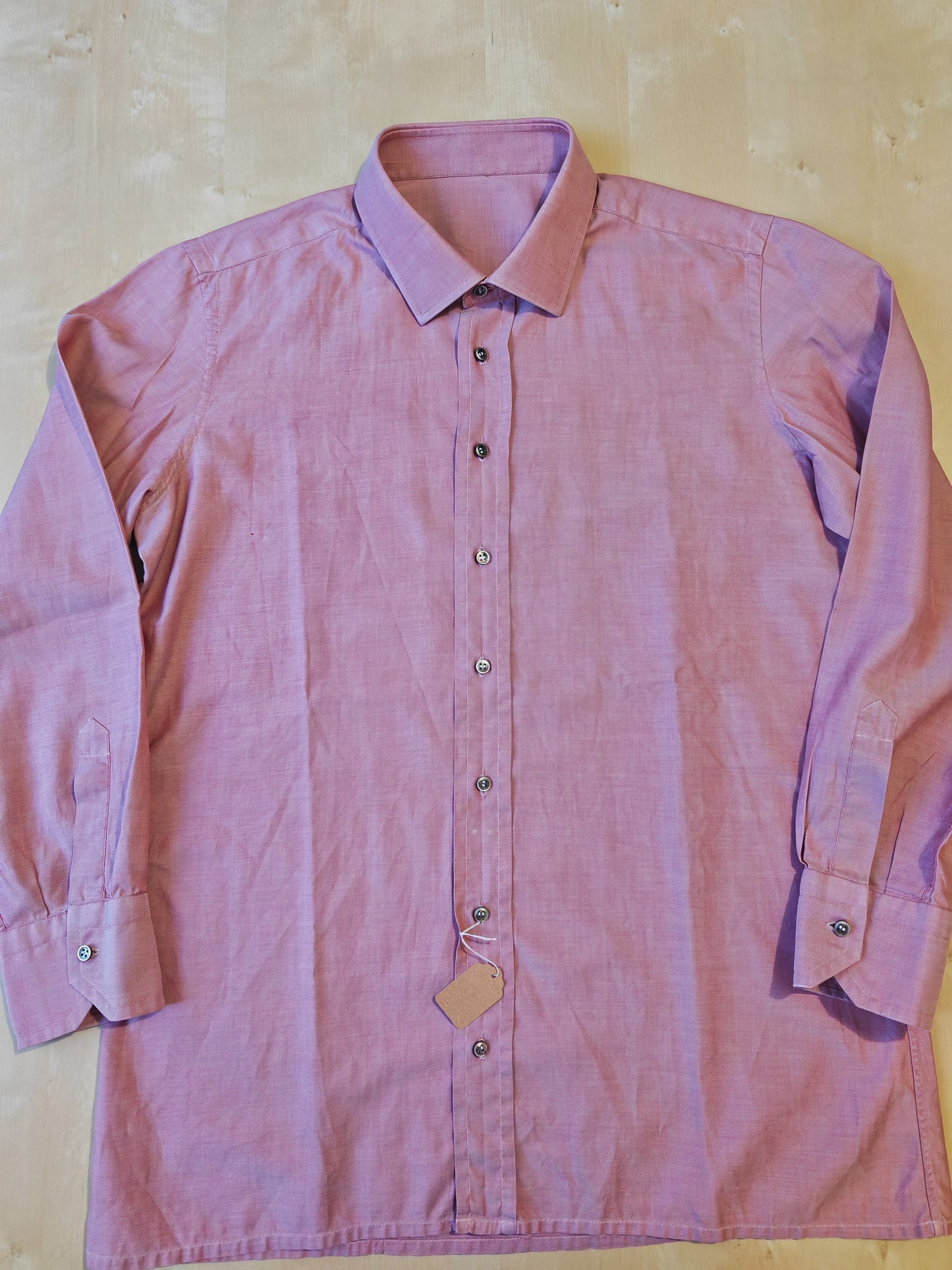 Camicia sartoriale in twill rosso/rosa cangiante - tg. S collo 39/40