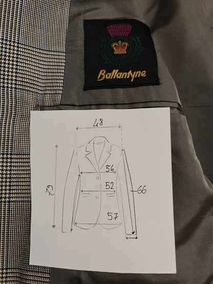 80s Ballantyne jacket, silk and wool prince of Wales - size 52