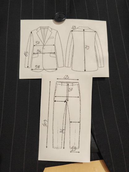 Completo in twill di lana blu gessato - tg. 50/52