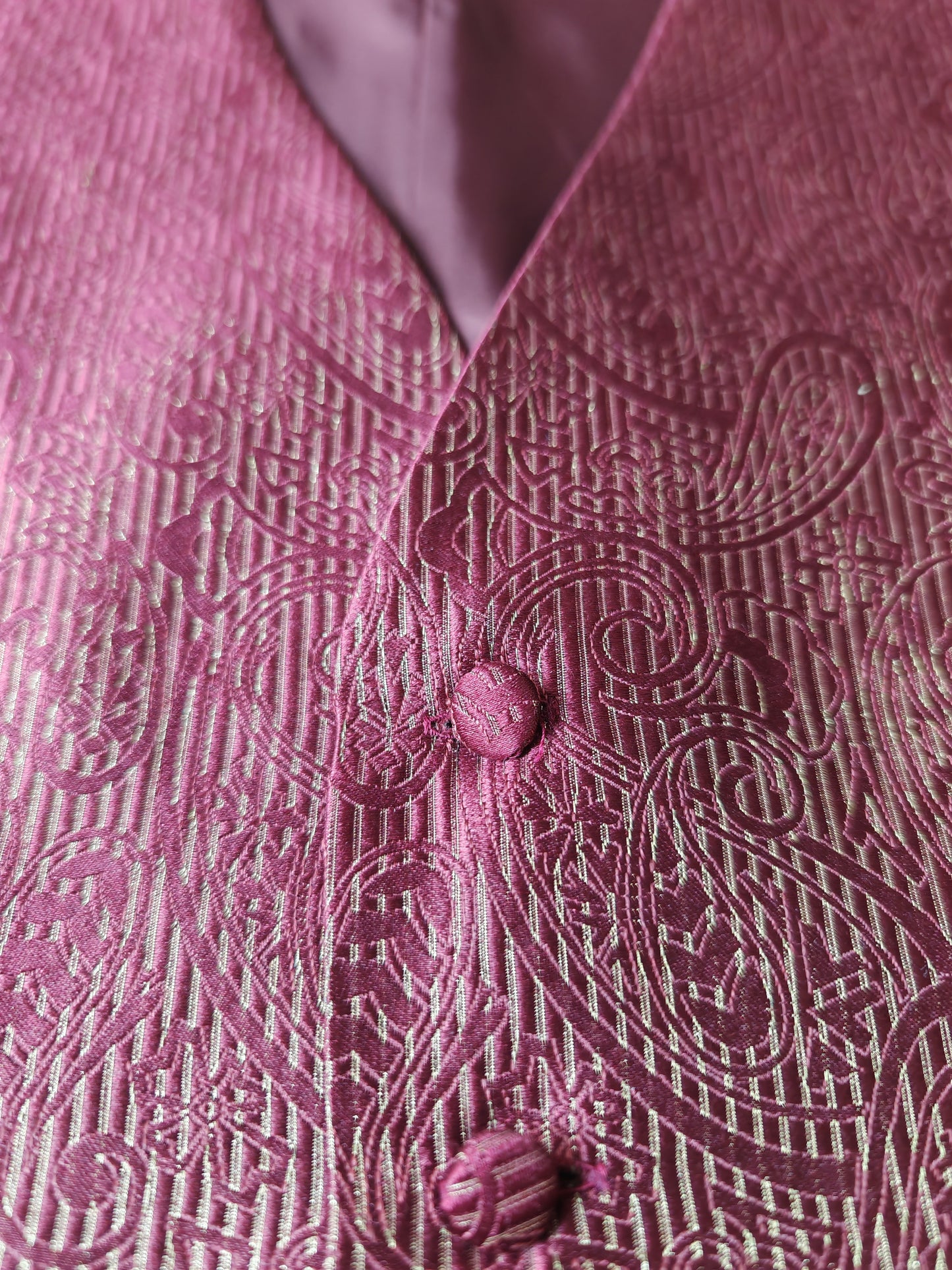 Panciotto anni '80 in pura seta canneté damascata - M