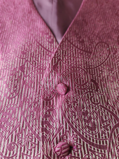 Panciotto anni '80 in pura seta canneté damascata - M