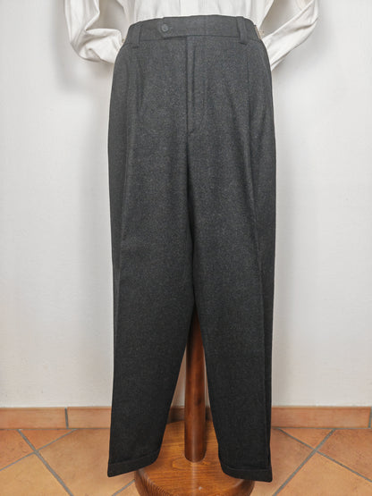 Pantalone anni '80 in flanella grigio antracite grammatura pesante - tg. 44