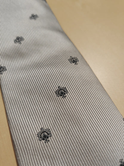 Cravatta Lanvin in seta cannettata color argento