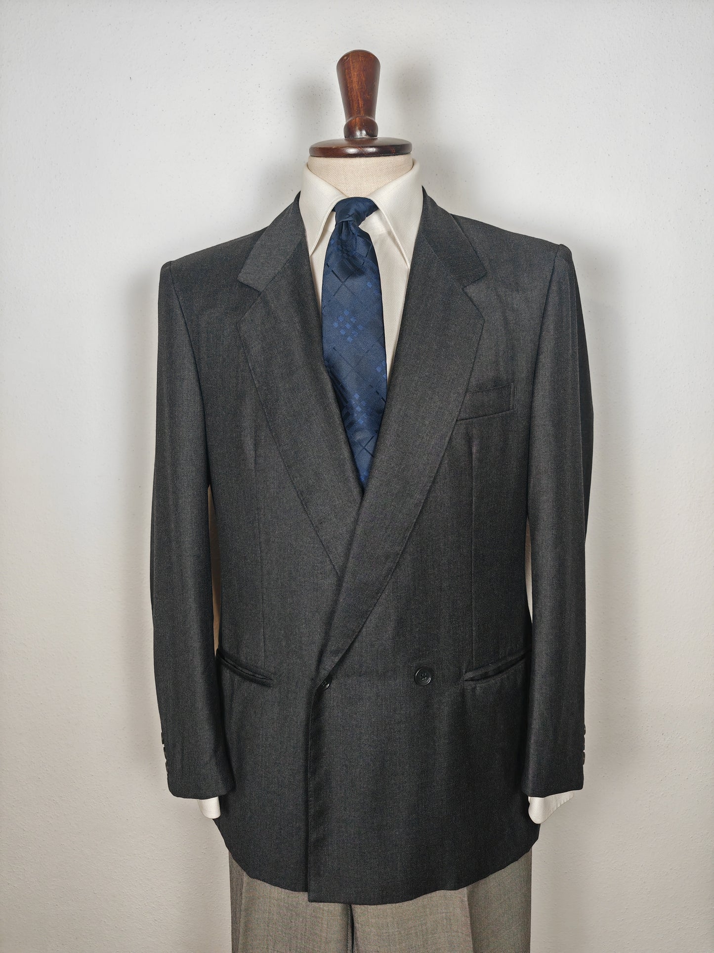 Giacca doppiopetto 2×1 in flanella grigia (full canvas) - tg. 50