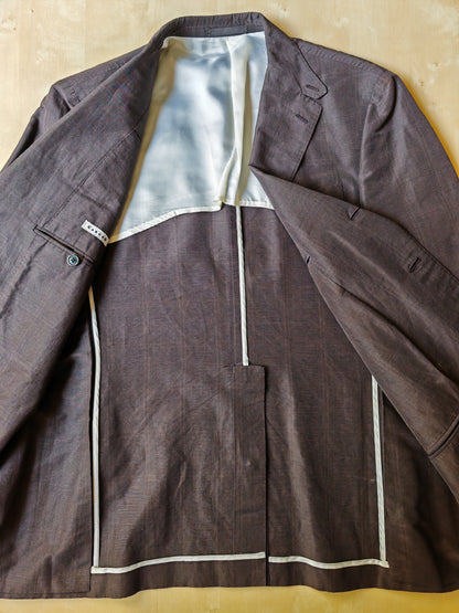 Caruso summer jacket, brown Glen check - size 52/54