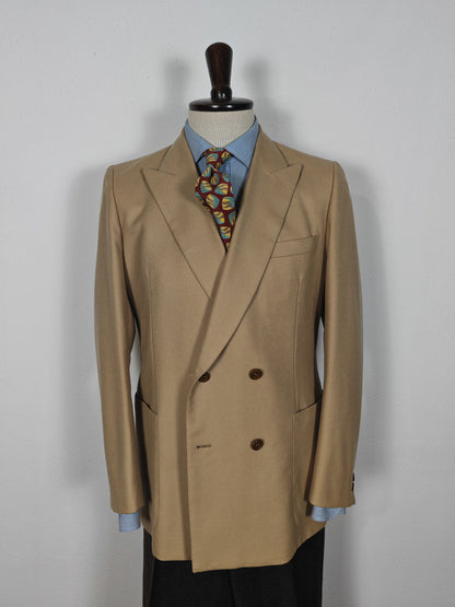 Giacca doppiopetto anni '70 in flanella beige - tg. 48/50