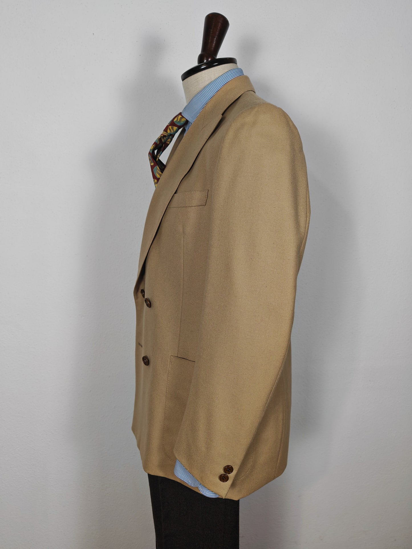 Giacca doppiopetto anni '70 in flanella beige - tg. 48/50