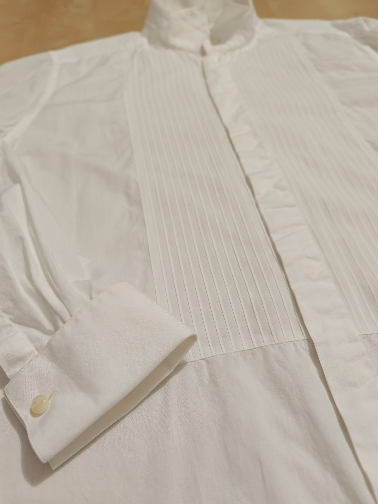 Camicia da smoking vintage collo diplomatico e sparato plissettato - tg. L/XL, collo 42/43