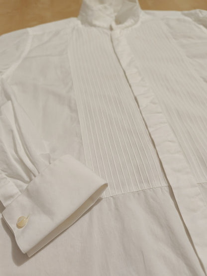 Camicia da smoking vintage collo diplomatico e sparato plissettato - tg. L/XL, collo 42/43