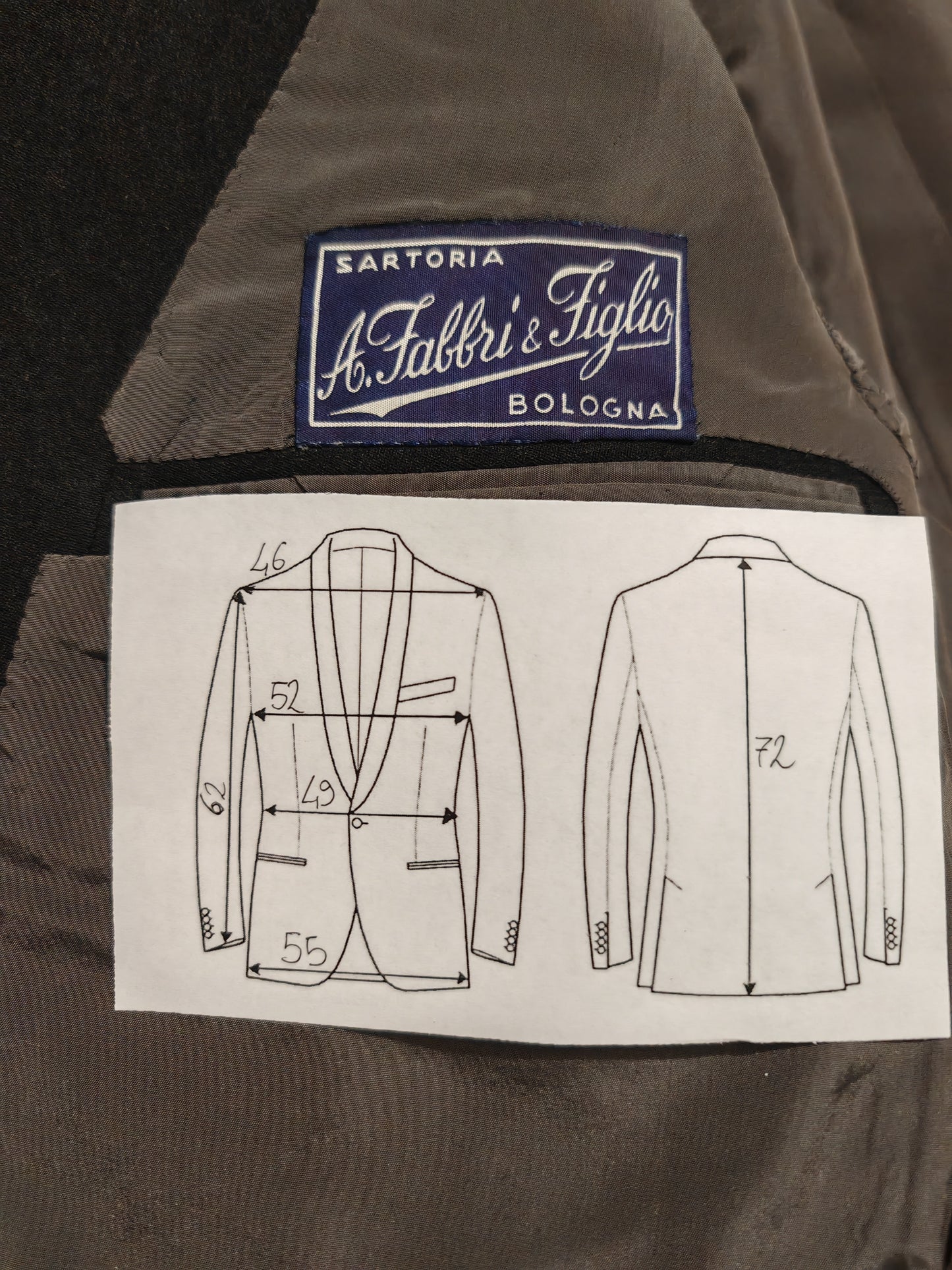 Giacca sartoriale anni '50/'60 in flanella grigio antracite - tg. 46