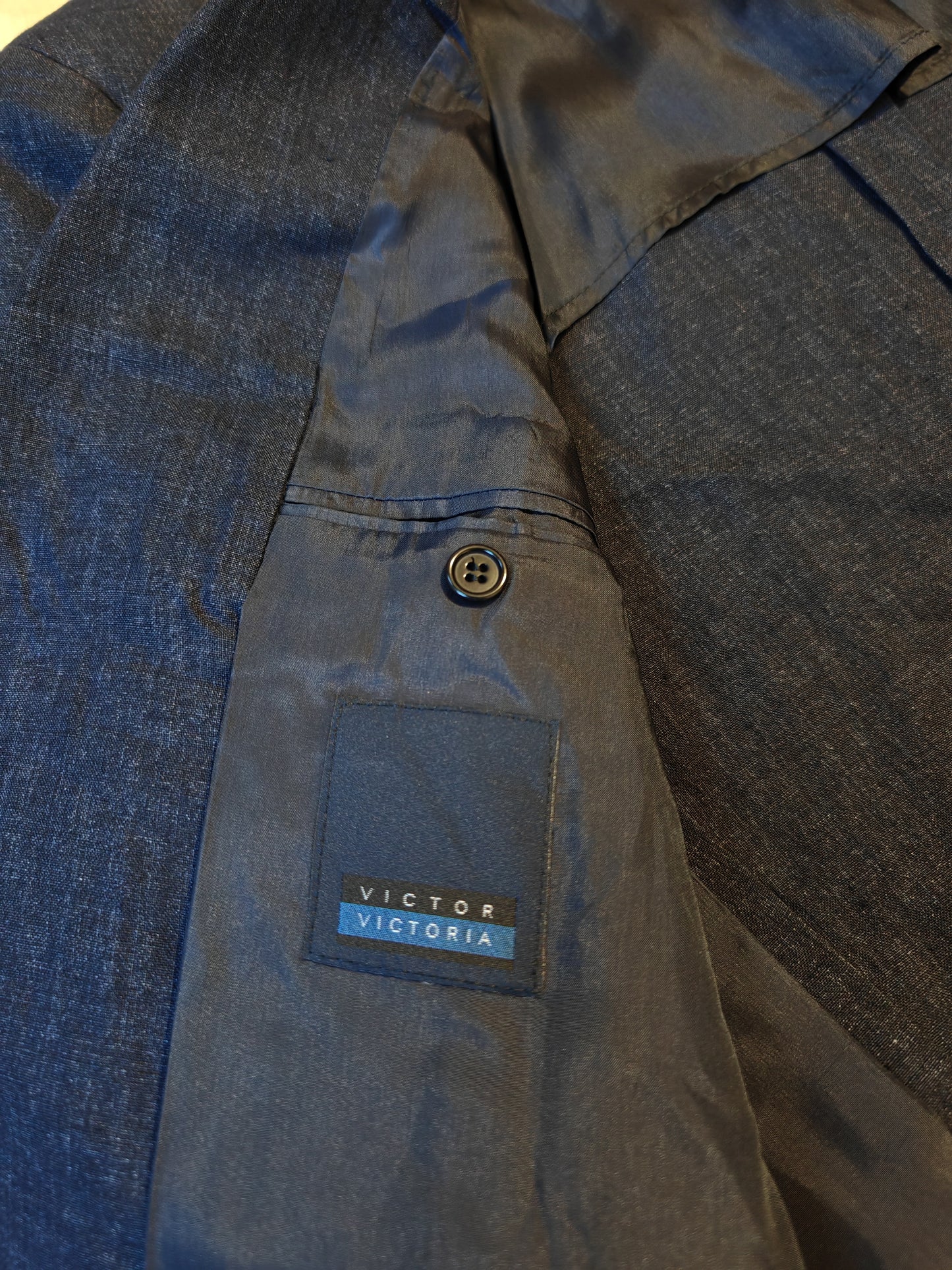 Blue suit, 100% linen - size 48