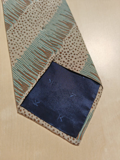 Cravatta Krizia verde salvia fantasia righe diagonali