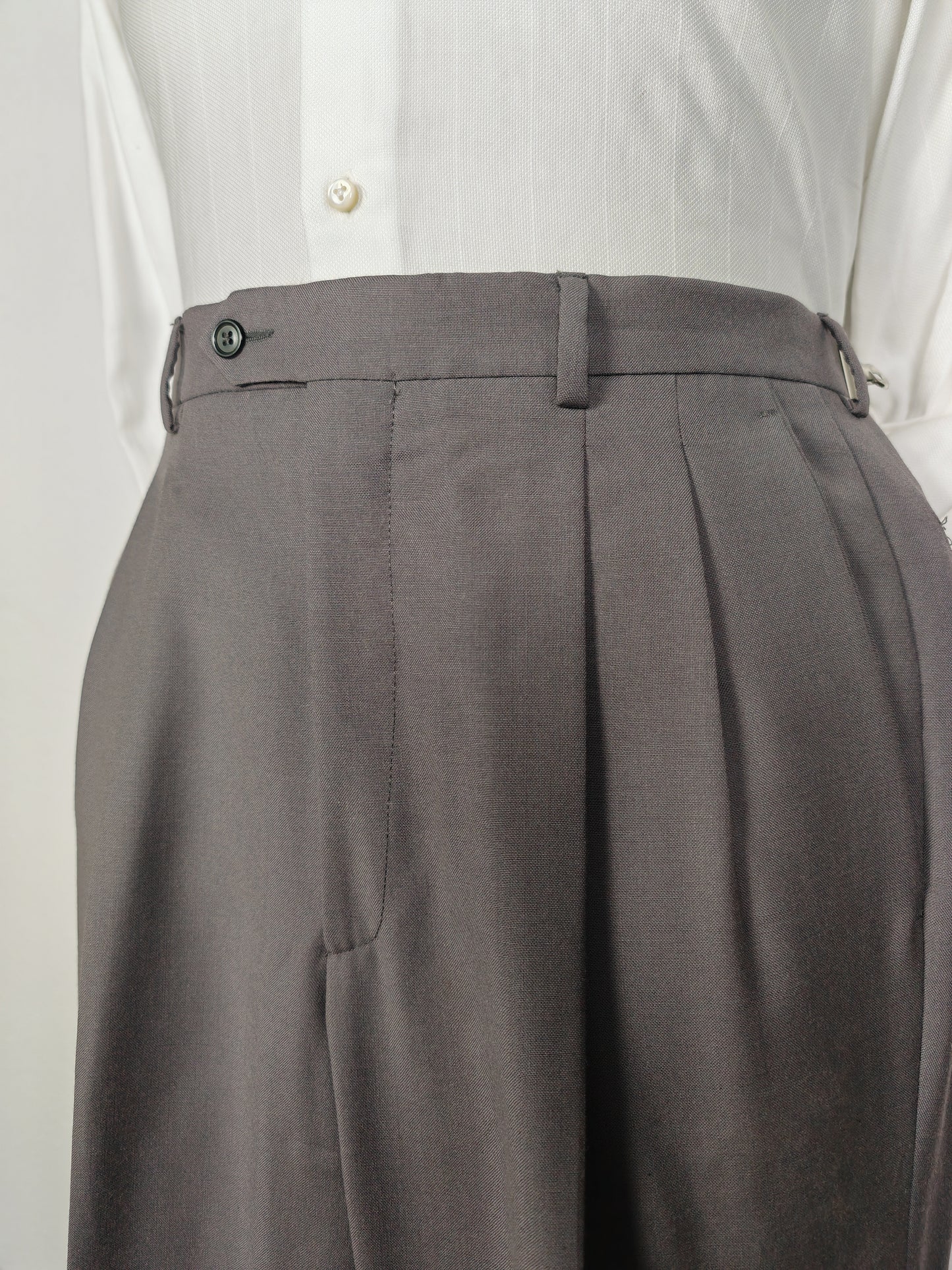 Completo anni '80 in fresco lana verde-grigio - tg. 50/52