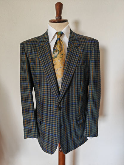 Giacca anni '80 in tweed a quadri finestrata - tg. 54