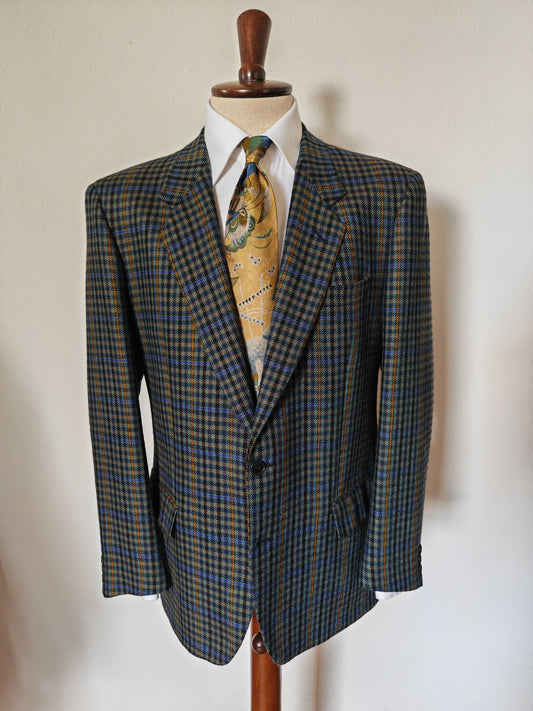 Giacca anni '80 in tweed a quadri finestrata - tg. 54