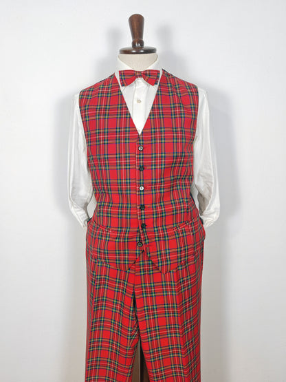 Due pezzi sartoriale in tartan Royal Stewart, tessuto Holland & Sherry - tg. 54