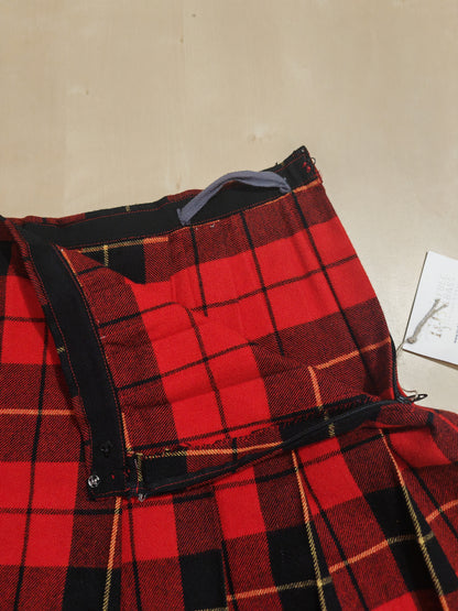 Gonna sartoriale vintage in panno di lana tartan - tg. 42/44