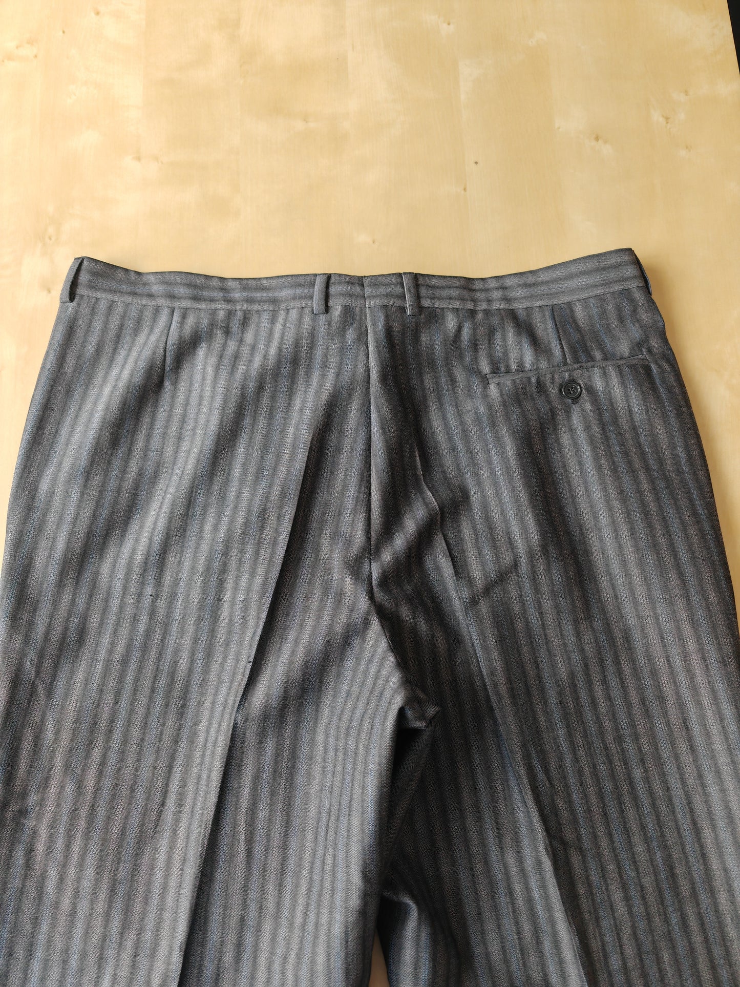 Completo anni '70/'80 tessuto Marzotto grigio a righe fresco lana - tg. 54/56